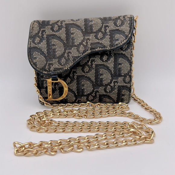 Christian Dior Wallet Saddle Lotus Oblique Jacquard with Unbranded Chain - Picture 3 of 16
